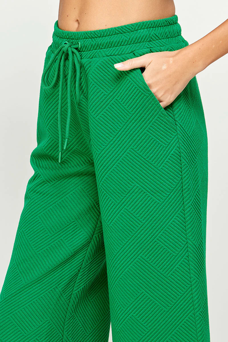 hamptons textured knit cropped wide leg pants