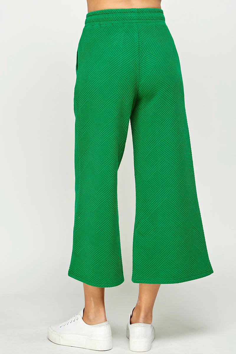 hamptons textured knit cropped wide leg pants