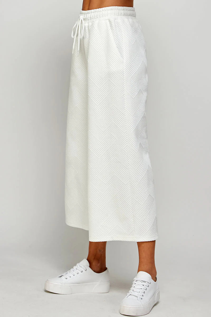 hamptons textured knit cropped wide leg pants