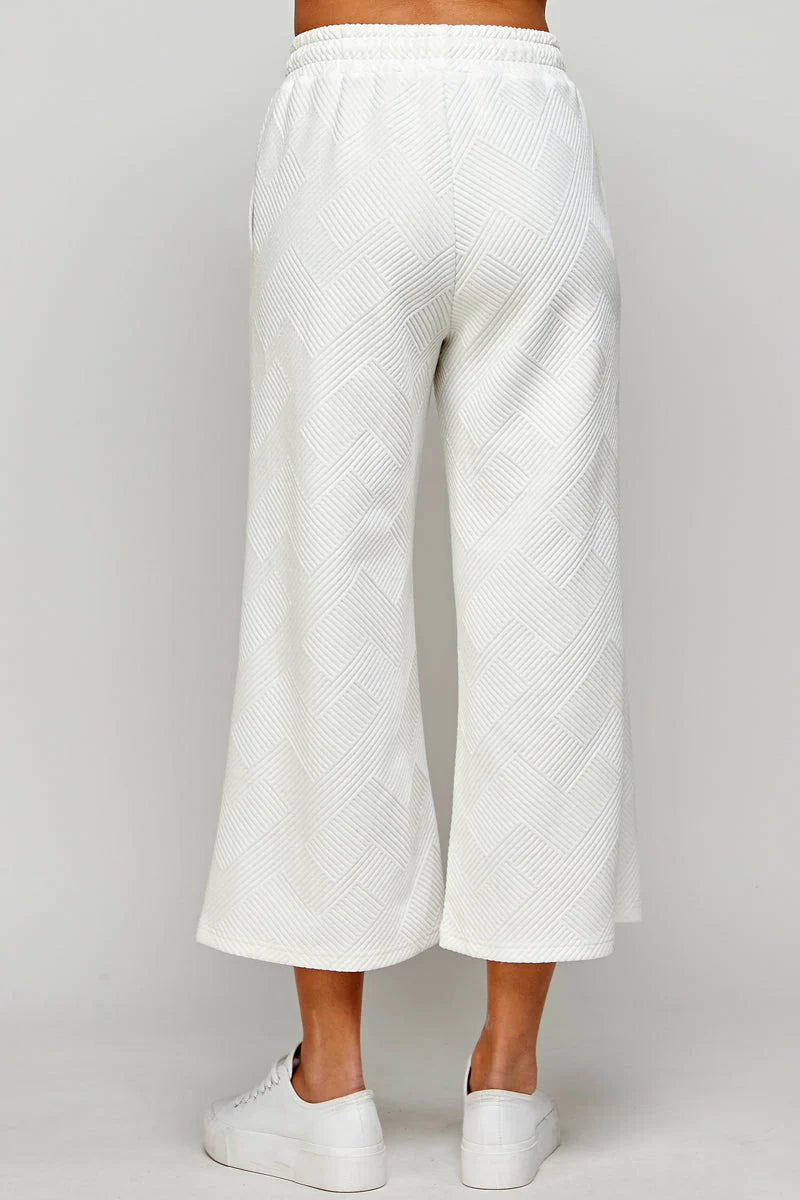 hamptons textured knit cropped wide leg pants