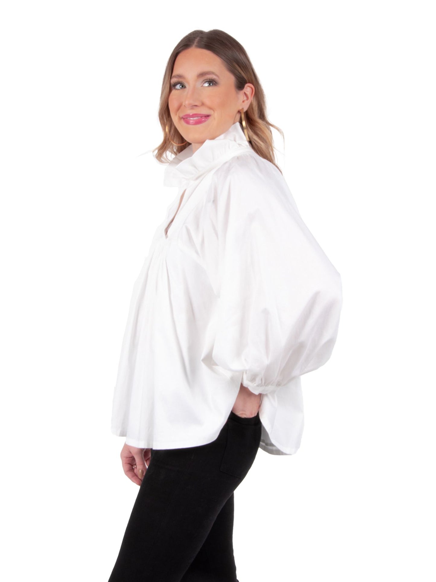 stella top white cotton poplin