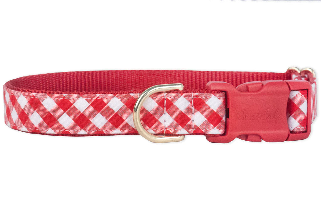 red picnic plaid Belle Bow Dog Collar
