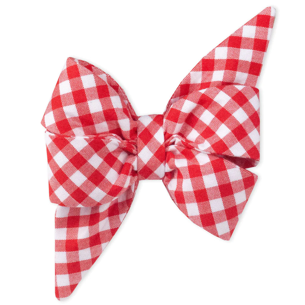 red picnic plaid Belle Bow Dog Collar