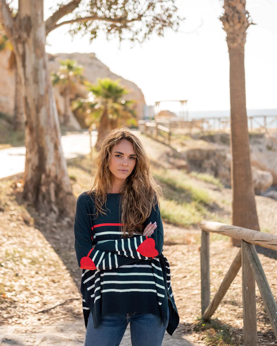 amour sweater with heart patches