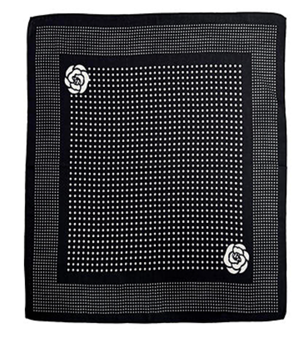 rosette & polka dot print scarf in black