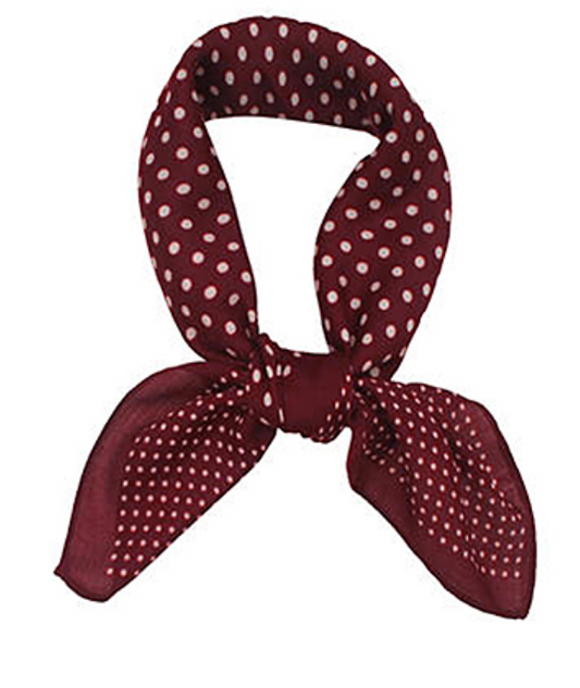 rosette & polka dot print scarf in burgundy