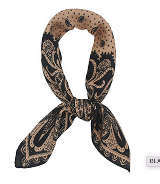 paisley print scarf in black