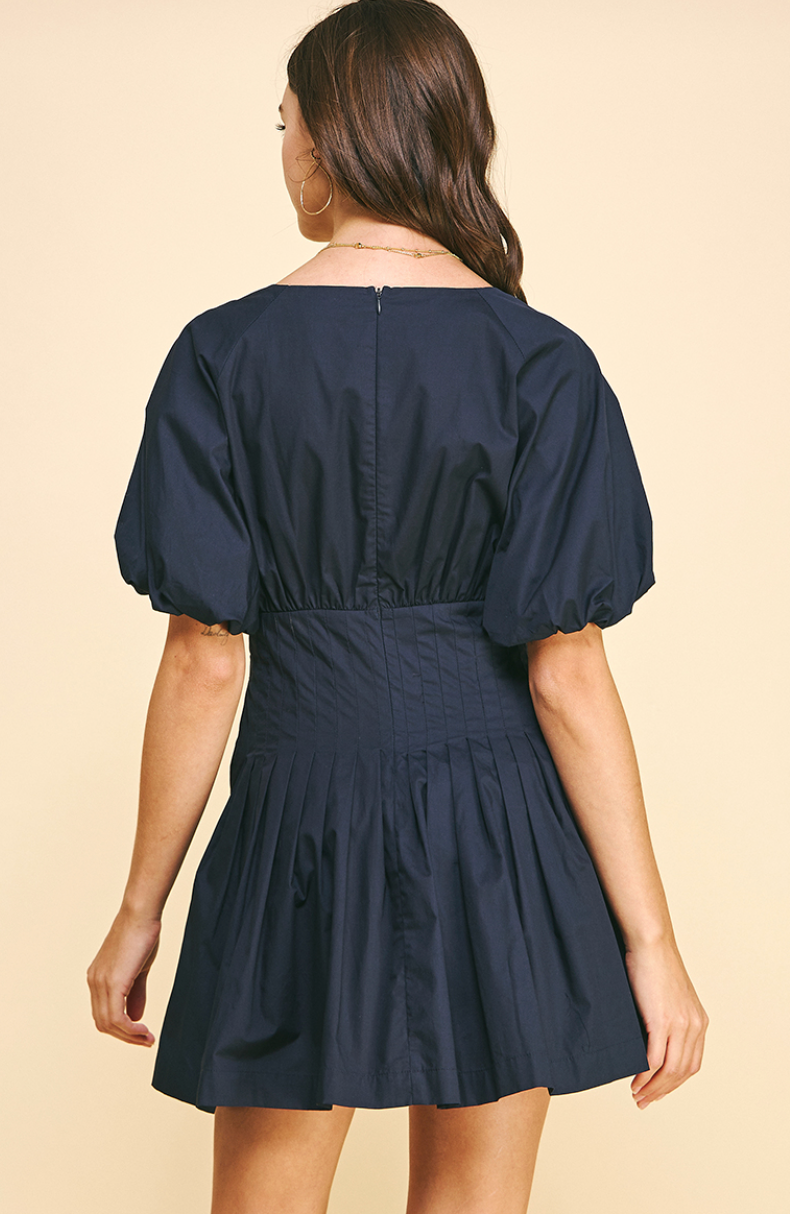 vneck pleated mini dress