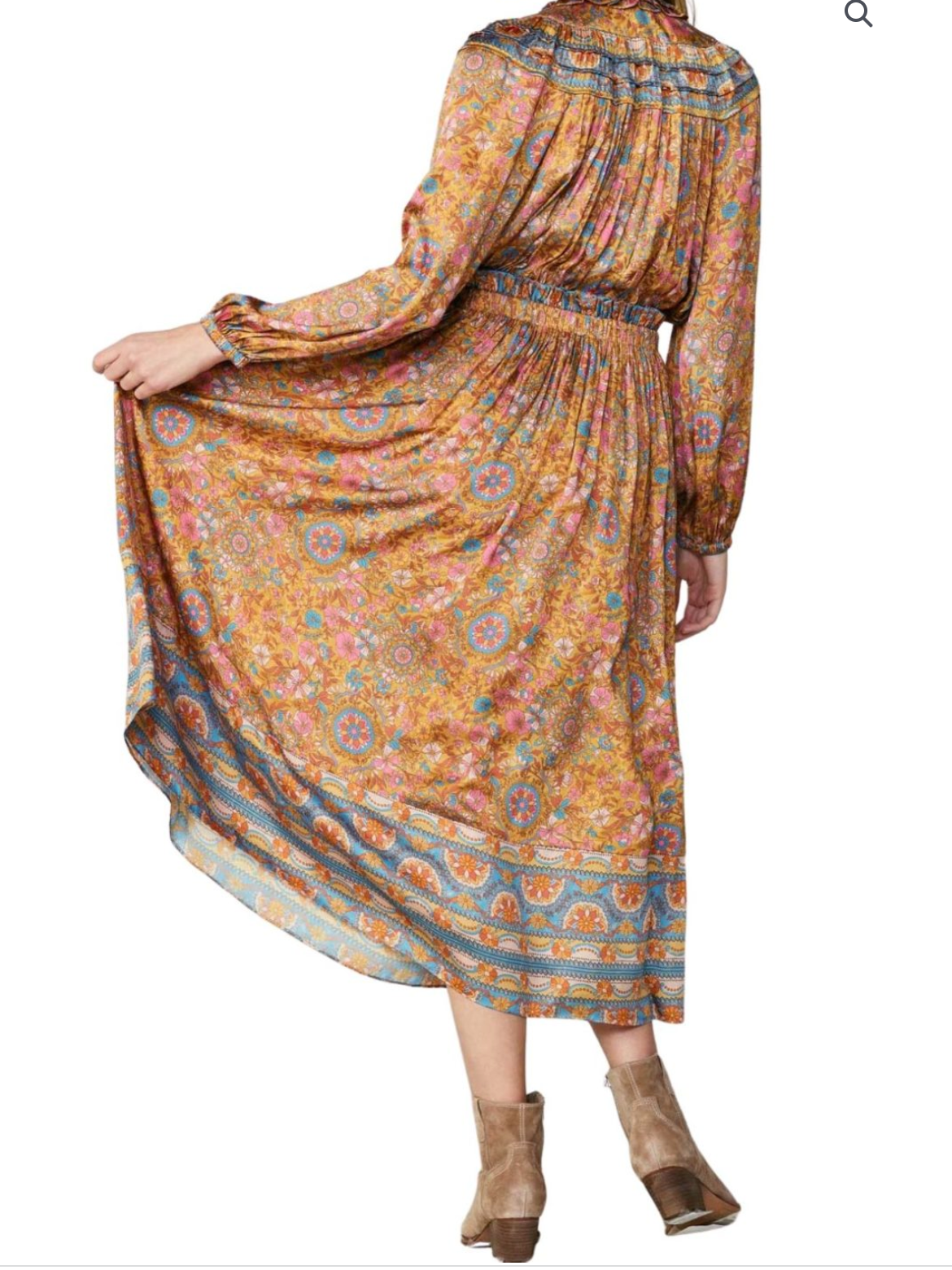split neck long dress in marmalade