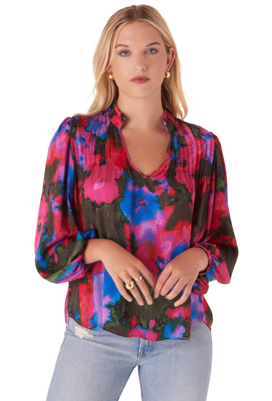 gabby blouse blurred floral