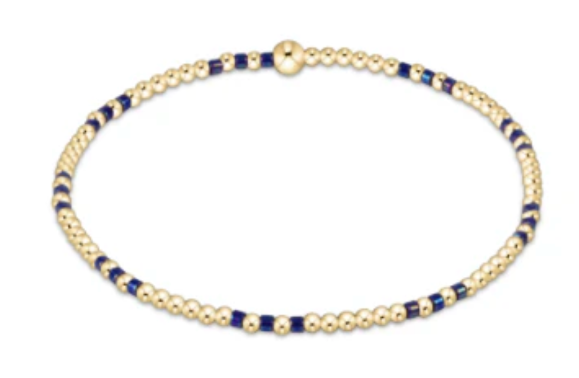 hope joy pattern 2mm bead bracelet blue metallic