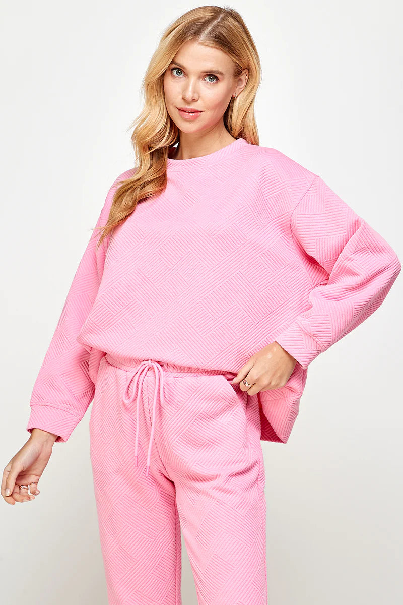 hamptons textured knit long sleeve top