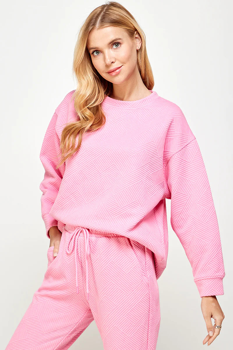 hamptons textured knit long sleeve top