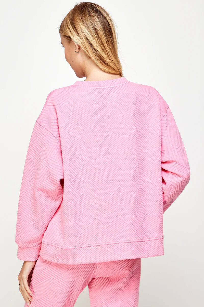 hamptons textured knit long sleeve top