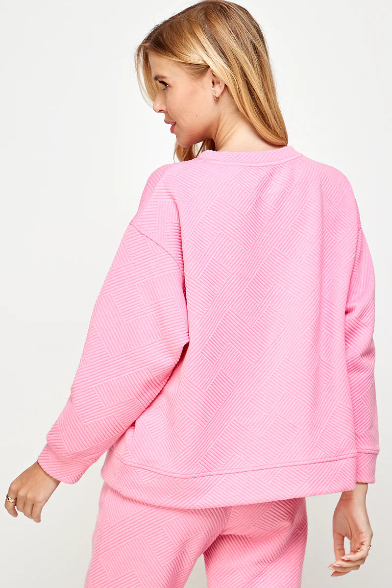 hamptons textured knit long sleeve top