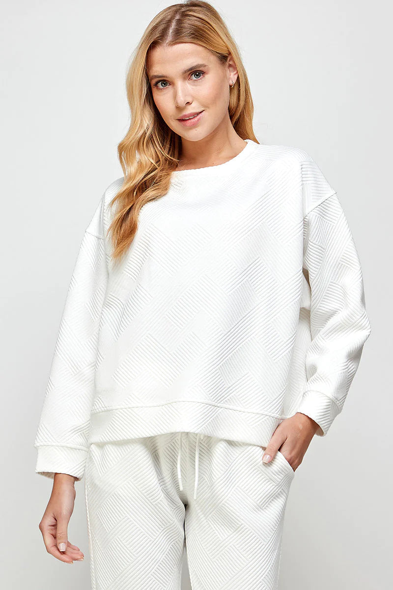 hamptons textured knit long sleeve top