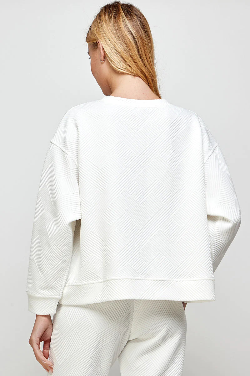 hamptons textured knit long sleeve top