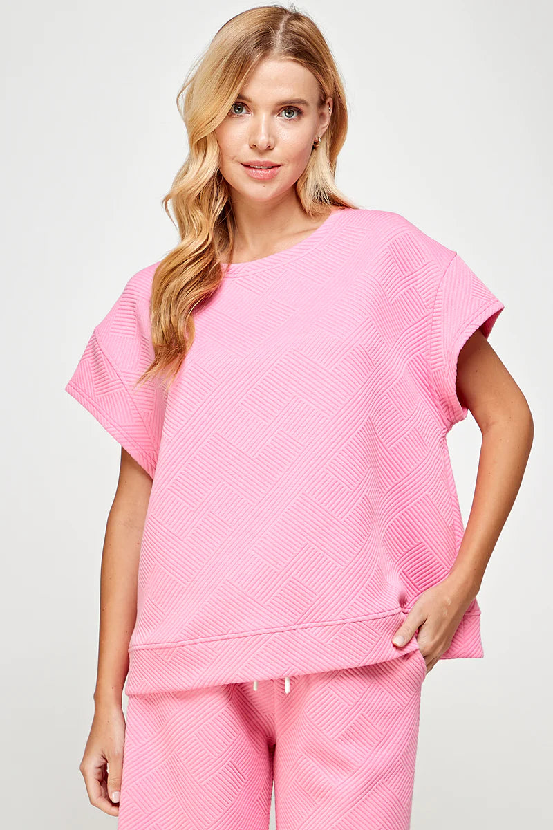 hamptons textured knit short sleeve top