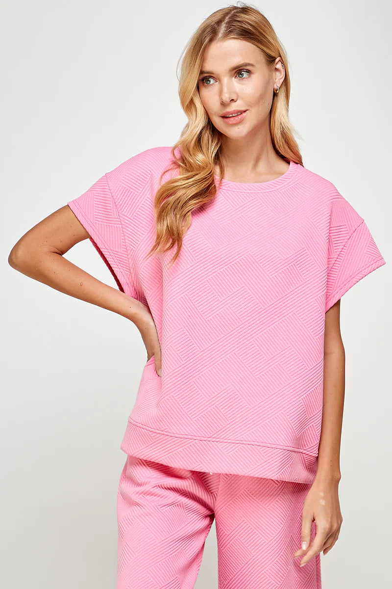 hamptons textured knit short sleeve top