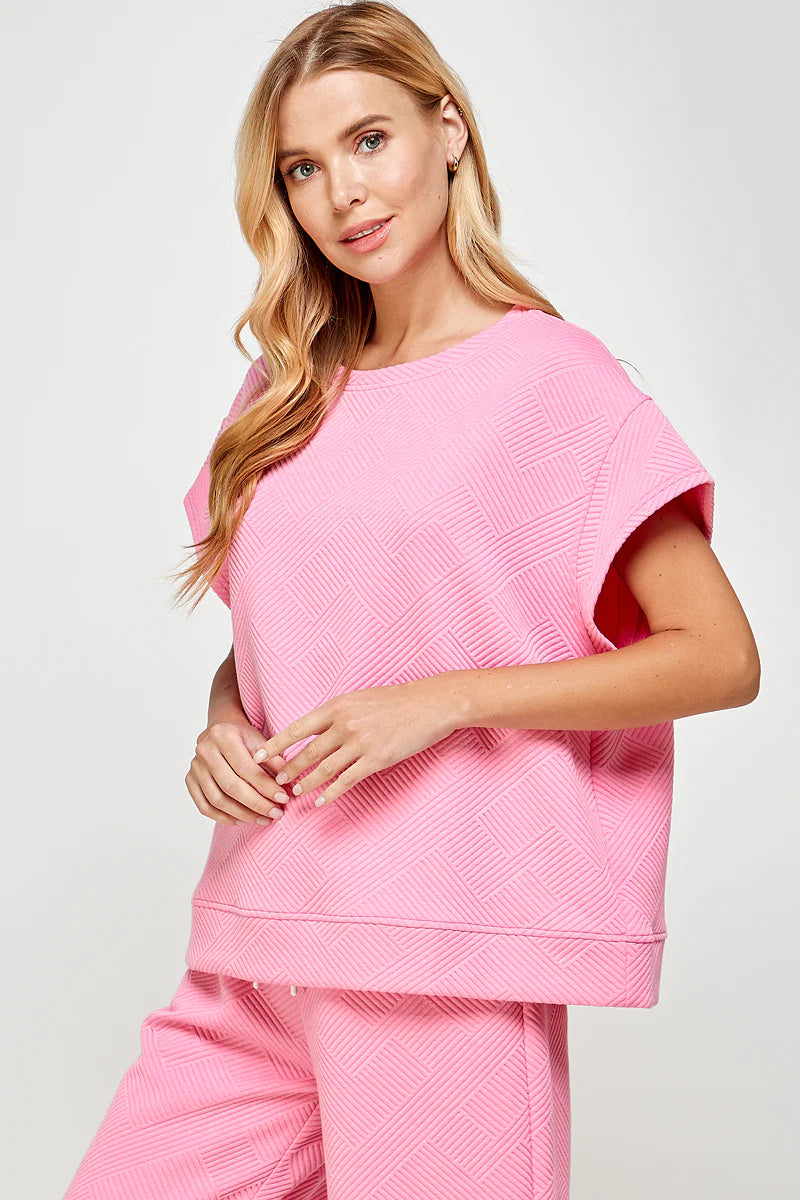 hamptons textured knit short sleeve top