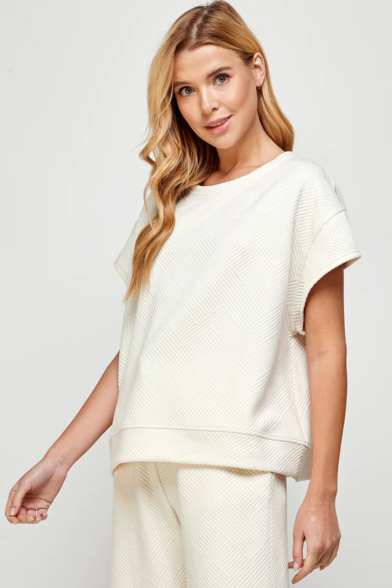 hamptons textured knit short sleeve top