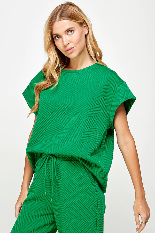 hamptons textured knit short sleeve top