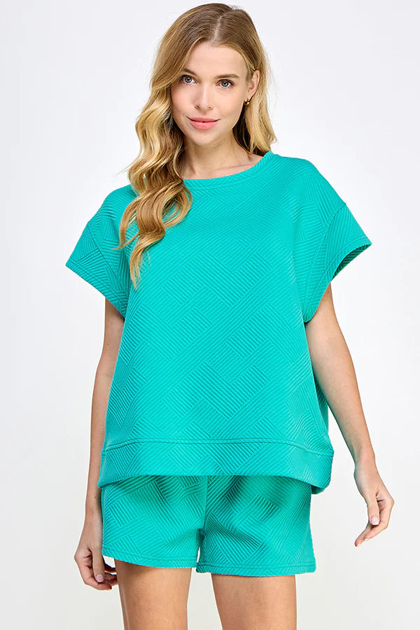 hamptons textured knit short sleeve top