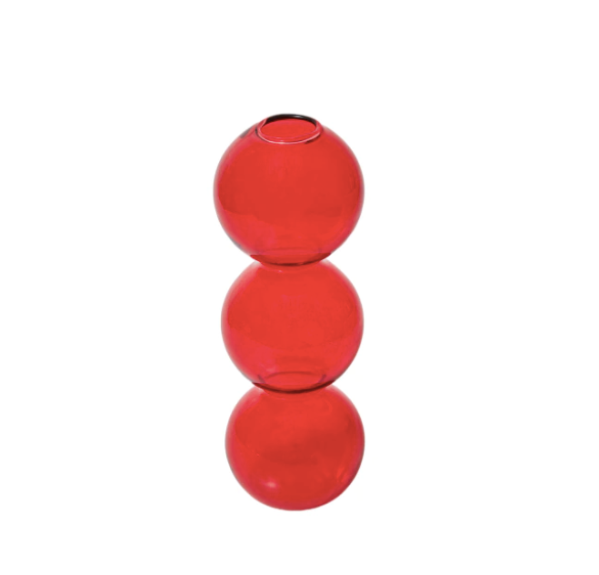 Bubble Shape Glass Vase: Pink / Short 3 Balls