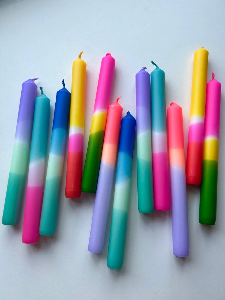 BESTSELLING BRIGHTS Dip Dye Dinner Candles set of 6