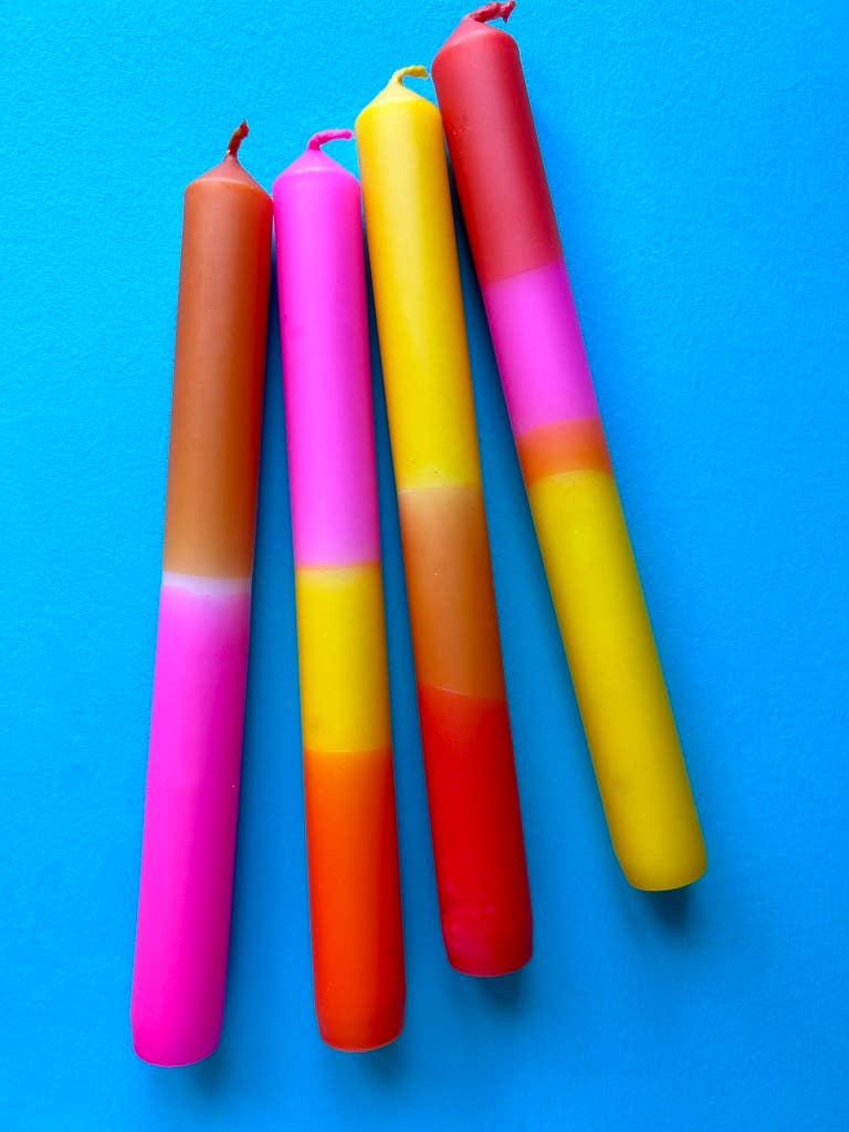 SUNSET BRIGHTS Dip Dye Dinner Candles set of 4