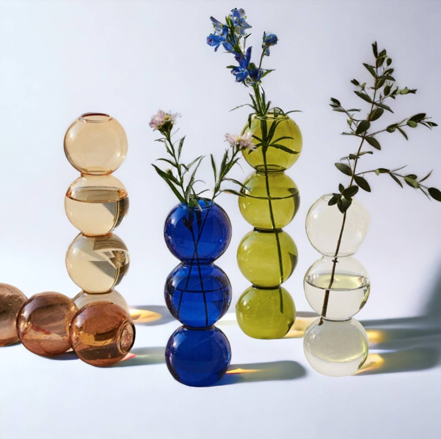 Bubble Shape Glass Vase: Pink / Short 3 Balls