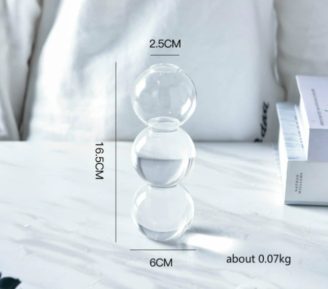 Bubble Shape Glass Vase: Blue / Short 3 Balls