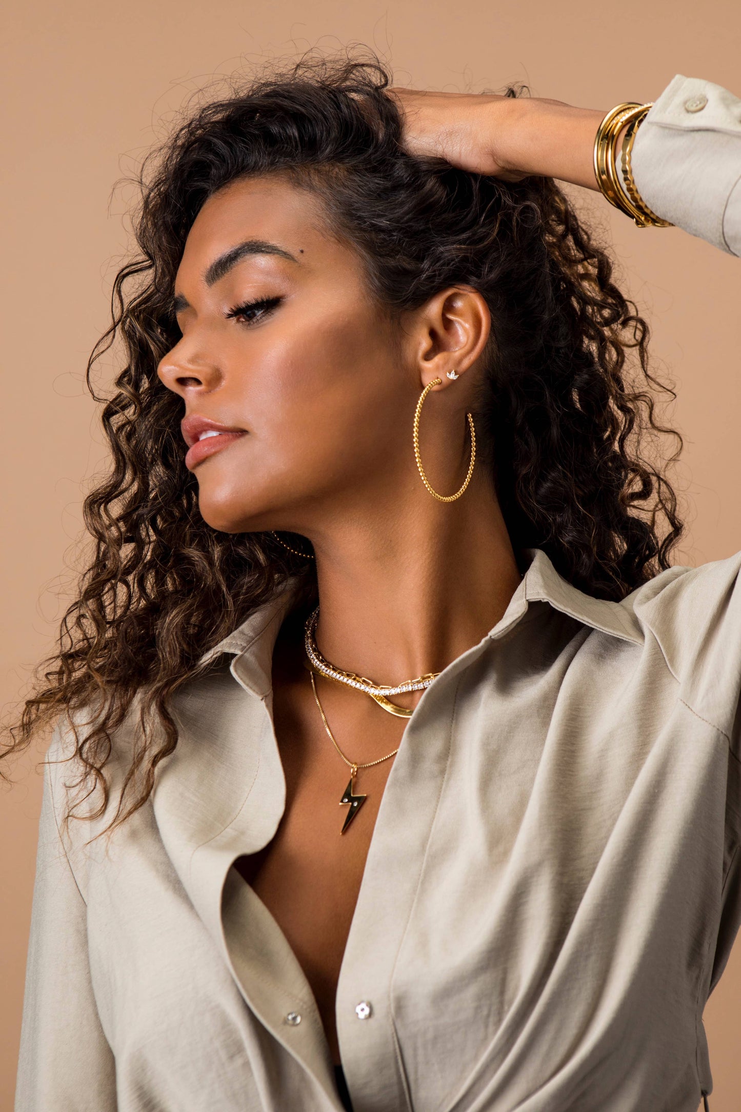 Chelsea Beaded Hoops: Gold