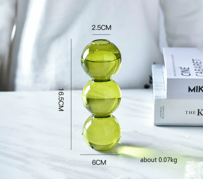 Bubble Shape Glass Vase: Blue / Short 3 Balls