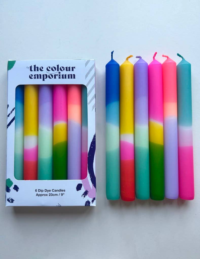 BESTSELLING BRIGHTS Dip Dye Dinner Candles set of 6