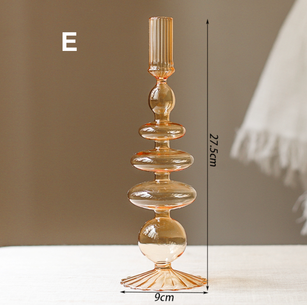 Vintage Style Glass Candlestick Holder: D