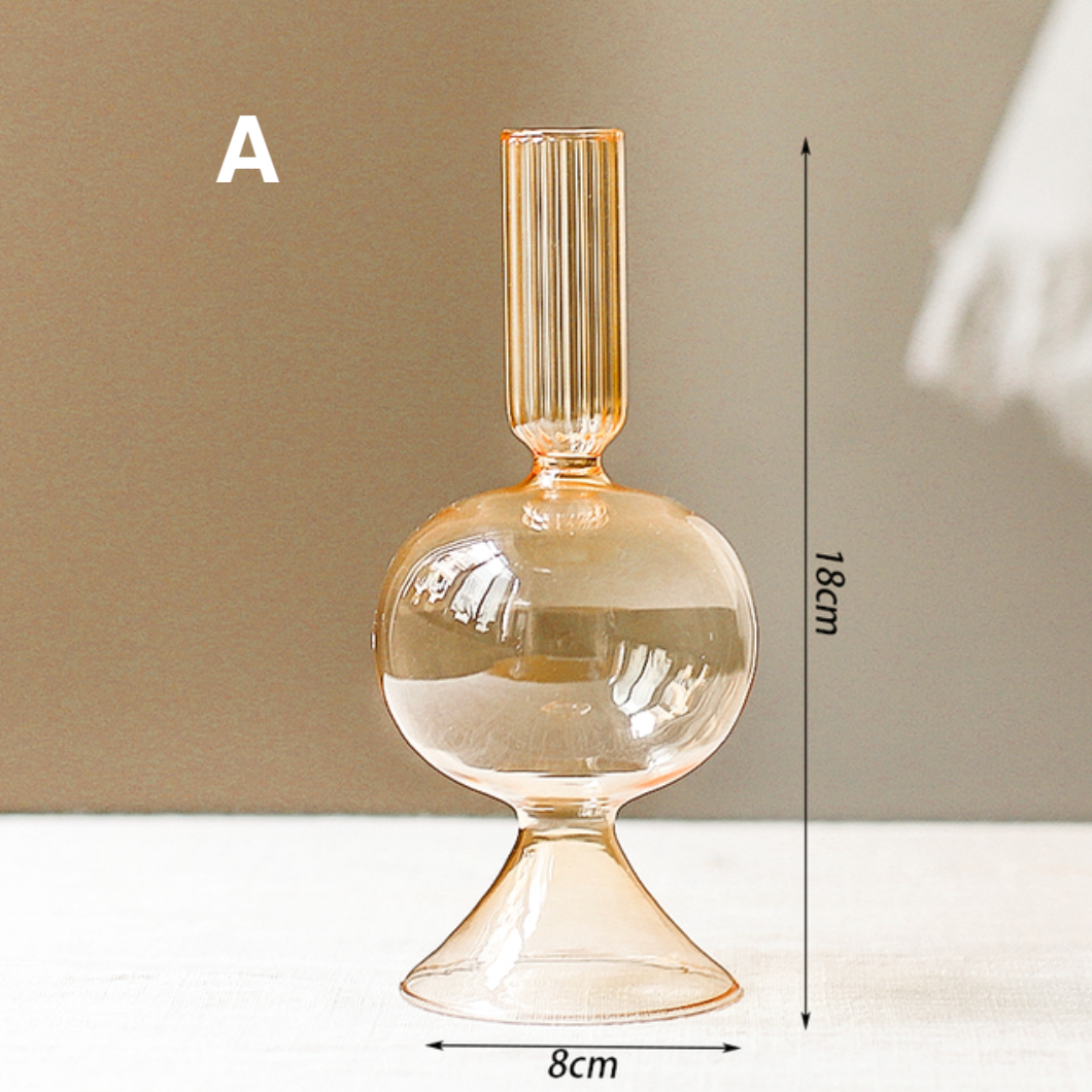 Vintage Style Glass Candlestick Holder: D