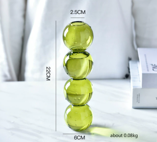 Bubble Shape Glass Vase: Pink / Short 3 Balls