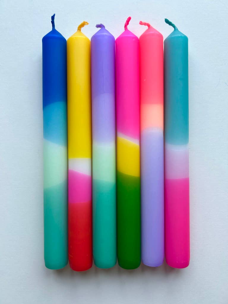 BESTSELLING BRIGHTS Dip Dye Dinner Candles set of 6
