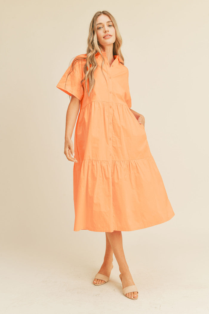 joy tiered shirt dress