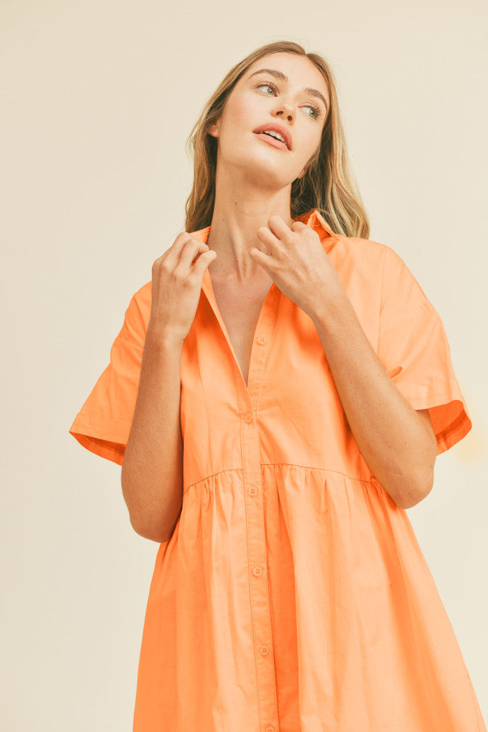 joy tiered shirt dress