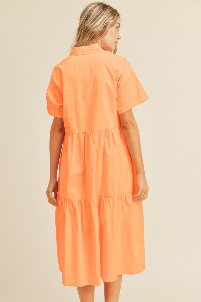 joy tiered shirt dress