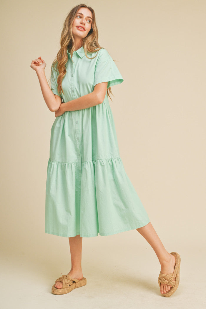 joy tiered shirt dress