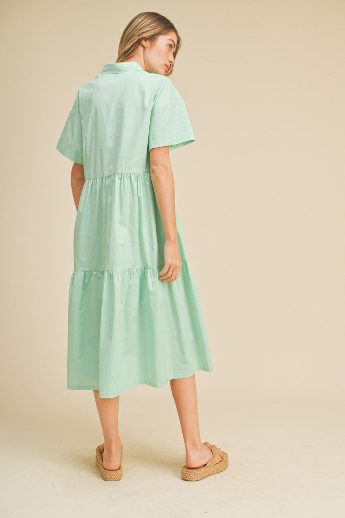 joy tiered shirt dress