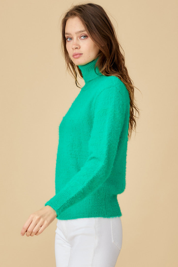 fuzzy turtleneck sweater