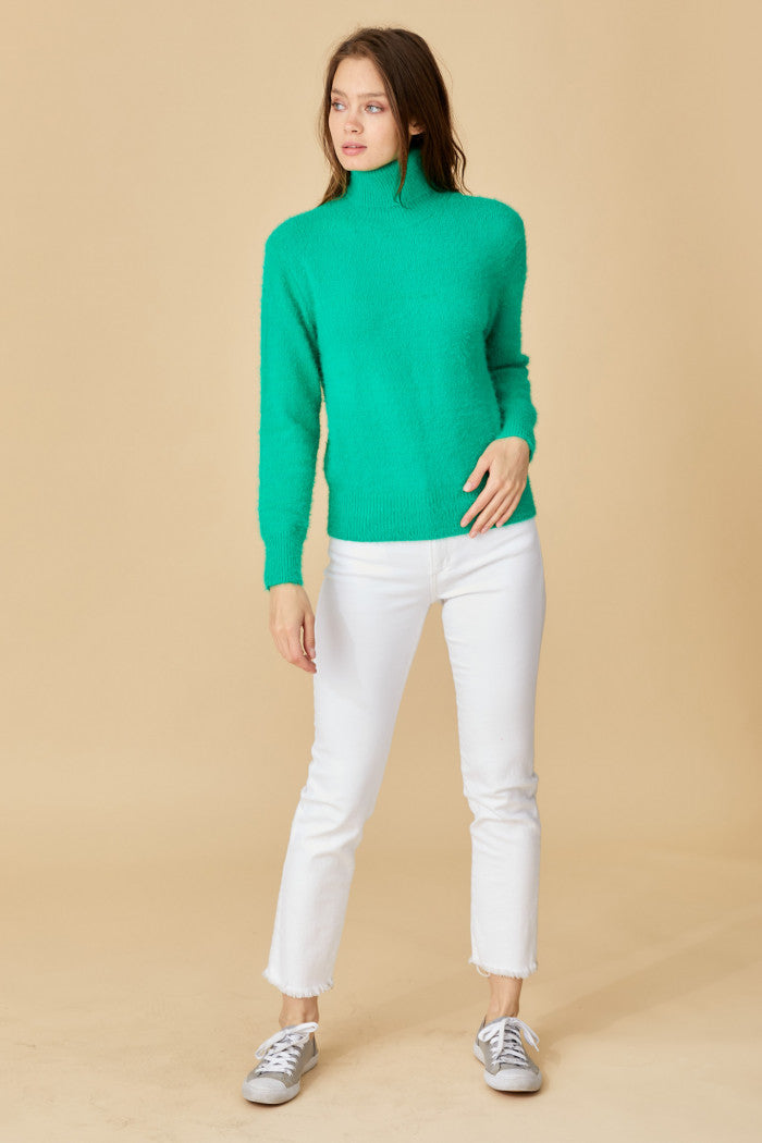 fuzzy turtleneck sweater