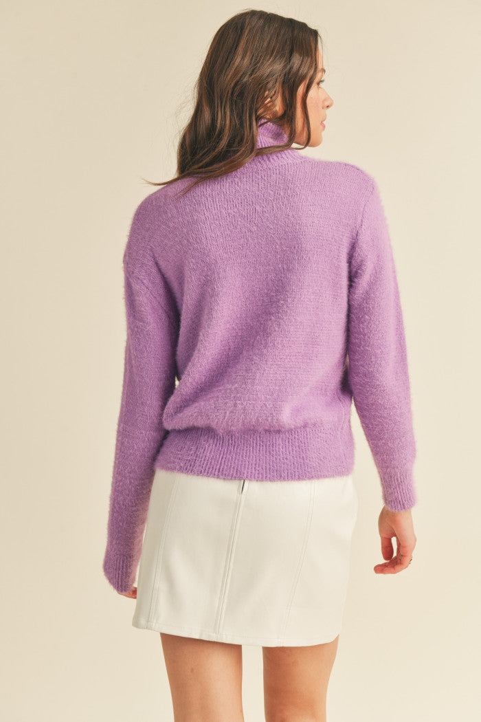 fuzzy turtleneck sweater