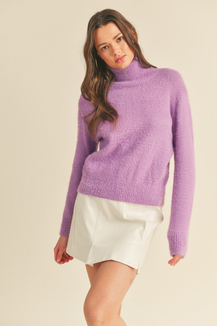 fuzzy turtleneck sweater