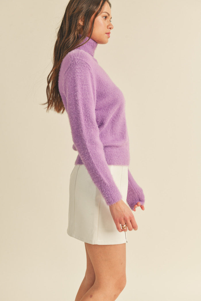 fuzzy turtleneck sweater