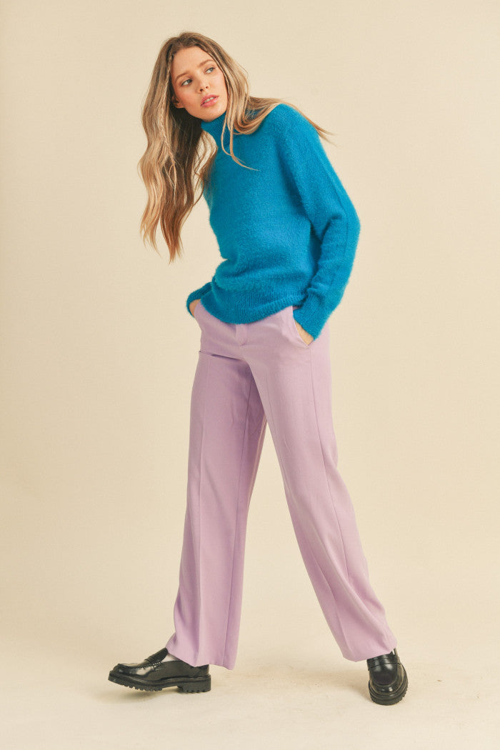 fuzzy turtleneck sweater